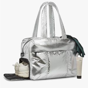 CALPAK Luka Duffle Travel Bag-Like NEW in Metallic Silver